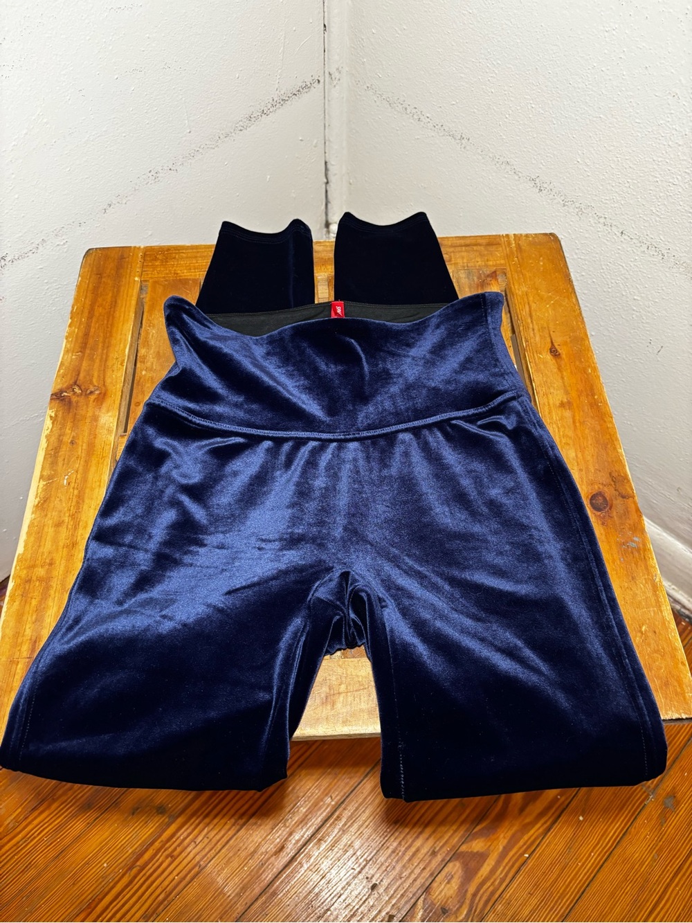 Spanx High Waist Blue Velvet Leggings